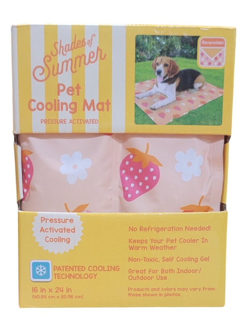 Shades Of Summer Pet Cooling Mat Reversible Pressure-Activated Gel 16"x24"